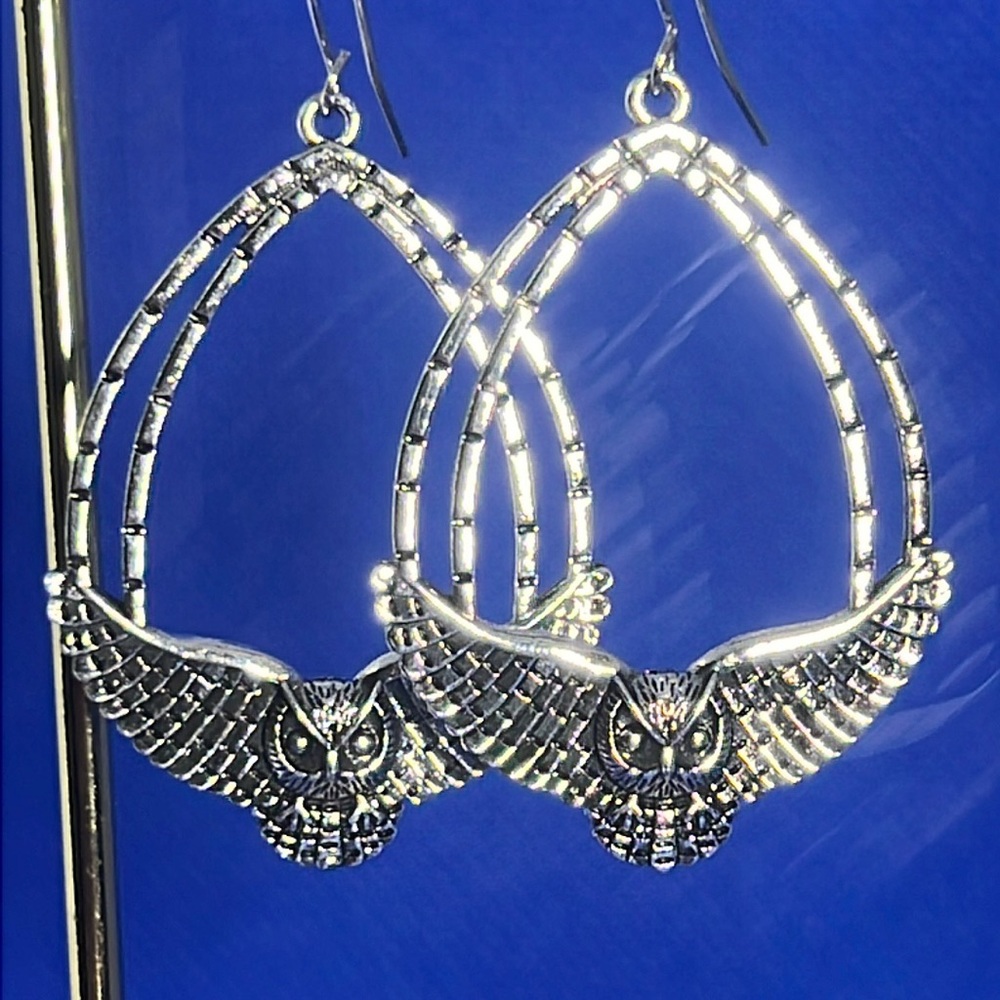 Silver Owl Earrings